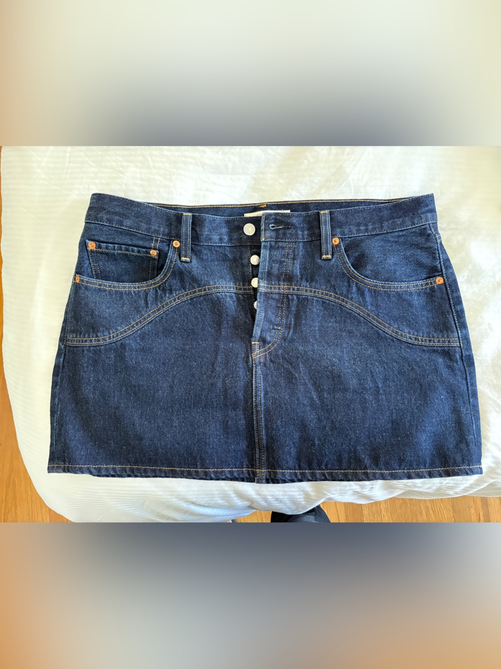 Signature by Levi Strauss Indigo Denim Mini Skirt with Button Front